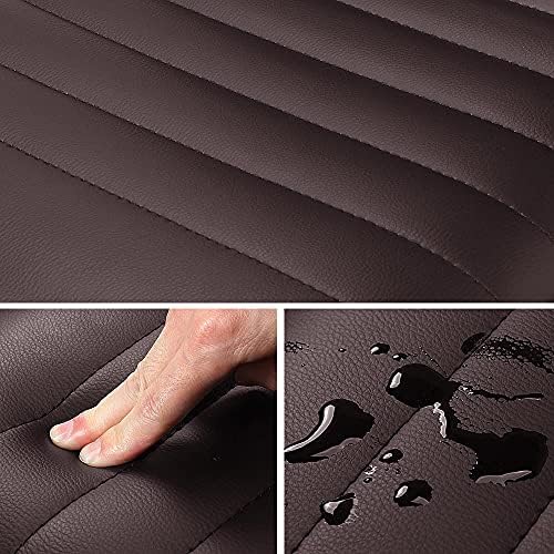 Yaheetech Brown Armless Vanity Desk Chair with Wheels, Ribbed PU Leather - Image 6