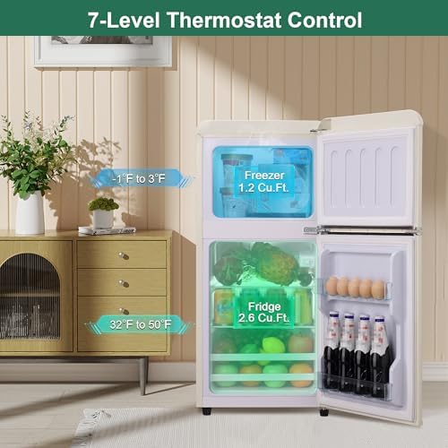 Retro Mini Fridge with Freezer 4.0 Cu. Ft, Small Refrigerator Dual Door - Image 3