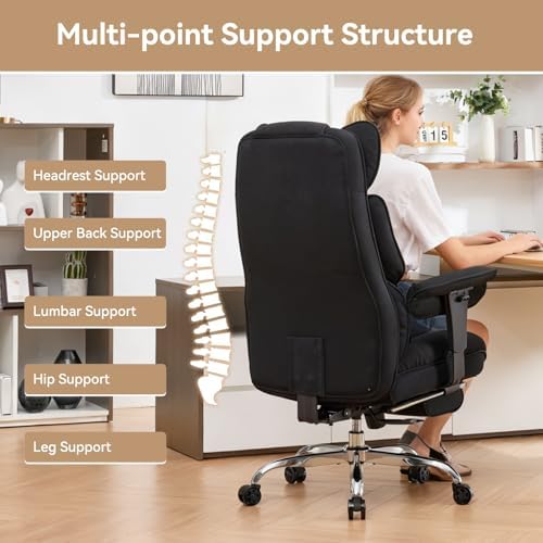 Efomao Executive Office Chair, Mesh Black Fabric Big and Tall Desk Chair - Image 3