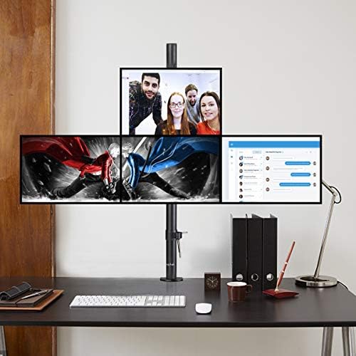 Suptek Quad LED LCD Monitor Stand up Desk Mount Extra Tall 31.5 inch Pole Heavy Duty Fully Adjustable Stand for 4 (3+1) / Four Screens up to 27 inch (MD6864) - Image 4