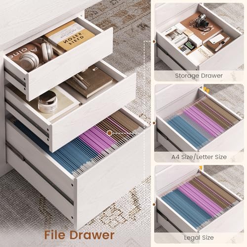 SEDETA 63" L Shaped Desk with 3 Drawers,Modern Executive Office Desk - Image 3
