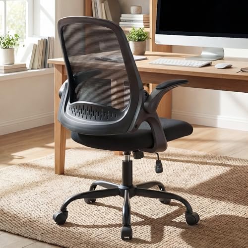 NEO CHAIR Office Chair Gaming Desk Computer Mesh Ergonomic Chair with Flip-up Arms Comfy Lumbar Support Adjustable Height Rolling Wheels Chair for Home Office (All Black) by NEOCHAIR