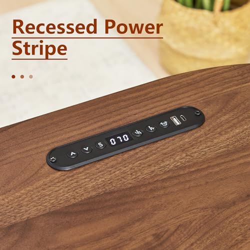55" L Shaped Oval Electric Wood Standing Desk with Storage - Image 3