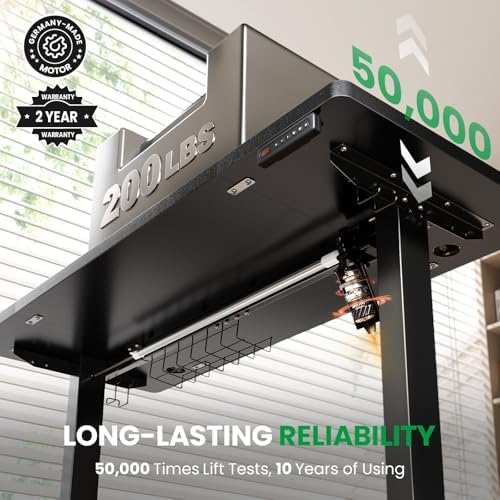 Electric Standing Desk Adjustable - 55 x 24 Inch Sit Stand up Desk with 0.8 Inch Thick Tabletop - Adjustable Height Table with 3 Memory Preset, Cable Management for Home Office - Image 4