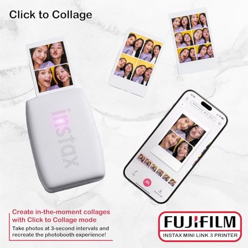 Fujifilm Instax Mini Link 3 Printer Bundle Instax Mini Film (40 Sheets), Link 3 Protective Case (Clay White) - Image 6