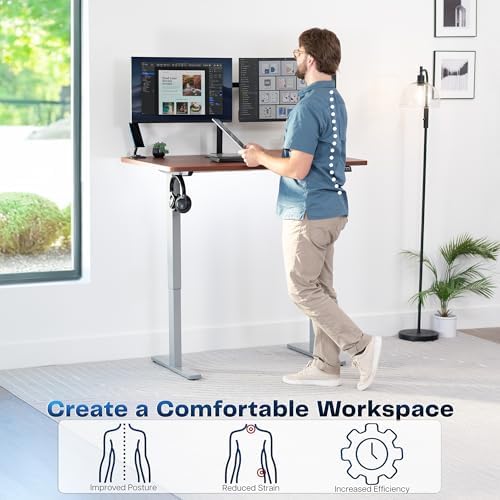 VIVO Dark Walnut 48 x 30 in Standing Desk, DESK-KIT-1G5D - Image 4