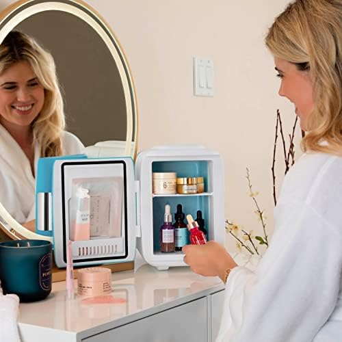 Cooluli Mini Fridge for Bedroom - Car, Office Desk & Dorm Room - Portable 4L/6 Can Electric Plug In Cooler & Warmer for Food, Drinks, Skincare Beauty & Makeup - 12v AC/DC & Exclusive USB Option, Blue - Image 5