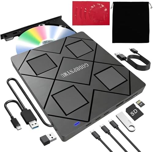 External CD/DVD Drive for Laptop, 8-in-1 USB3.0 DVD Player by GODBPMYNU