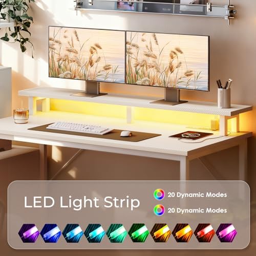 AODK Gaming Computer Desk w/PC Showcase Stand, 59" Reversible, RGB LED - Image 5