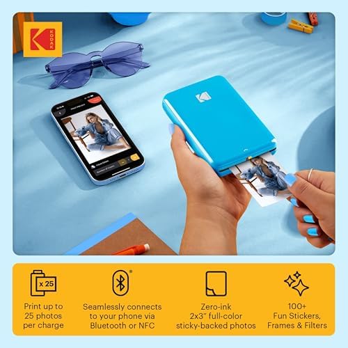 Kodak Step Instant Smartphone Photo Printer - 75 Sheets Bundle - Portable Mini Color Wireless Mobile Printer - Zink 2x3” Sticky-Back Photos - Bluetooth Compatible with Smart Devices - Fun App -Blue - Image 2