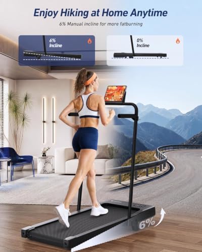 DeerRun Walking Pad Treadmill with Incline & Handle Bar - Image 2