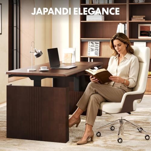 FLEXISPOT 63" WoodiX Solid Wood Executive Standing Desk with Drawer, Walnut - Image 3