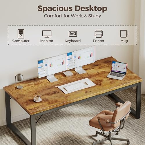 Mericonia 48 Inch Computer Desk, 1" Thick Small Office Table, Brown - Image 5