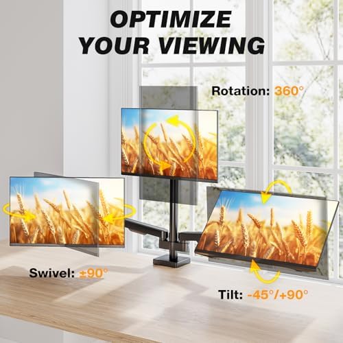 5Rcom Triple Monitor Mount Stand for 17-34 Inch Computer Screens - Image 3