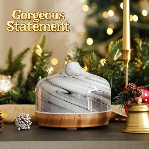Porseme 500ml Glass Essential Oil Diffuser Aromatherapy Ultrasonic Cool Mist Humidifier 15-21 Running Hours Waterless Auto-Off Air Diffusers for Sleeping Yoga Working Spa(Ink) - Image 4
