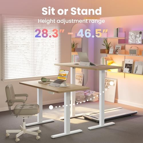 HUANUO 32x19 Inch Small Electric Standing Desk, Adjustable, Light Walnut - Image 4