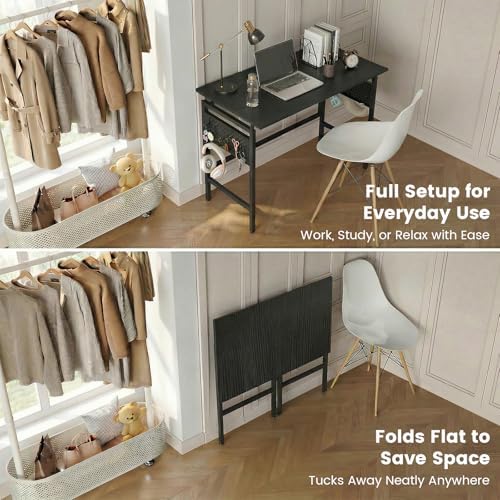 Hadulcet 31'' Foldable Computer Desk, Small Office Desk with 2 Pegboards - Image 6
