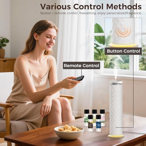 Hotel Scent Diffuser, Waterless Scent Diffuser for Home, Quiet Operation, Suitable for Living Rooms, Offices, and Hotels,Contains Five Aromatherapy Essential Oils，White - Image 5