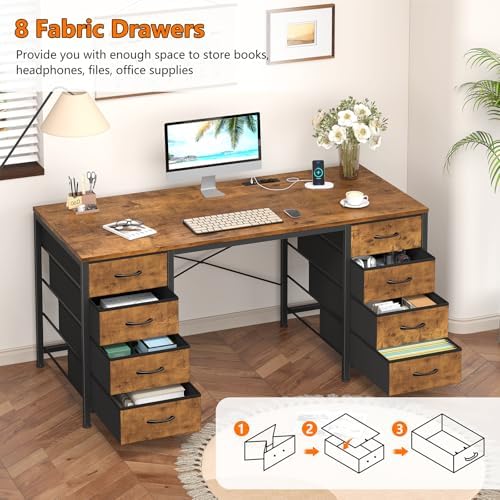50 Inch Computer Desk with 8 Drawers for Home Office, Bedroom, Living Room - Image 6