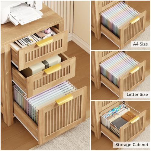 62" Fluted Computer Desk with 4 Drawers & Storage Cabinet for Home Office - Image 5