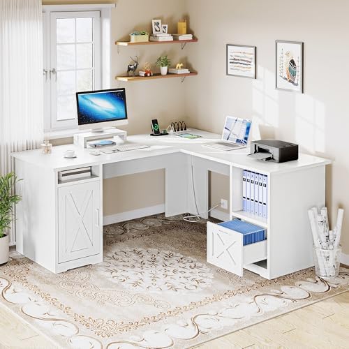 YITAHOME L Shaped Desk with Power Outlets - Image 2