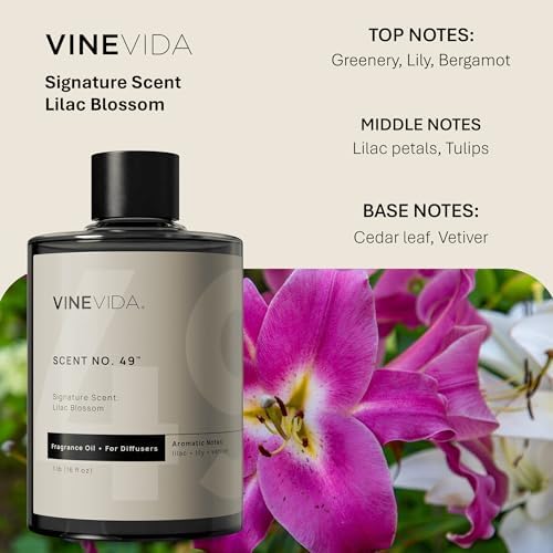 VINEVIDA [16 Fl Oz] Lilac Blossom Fragrance Oil for Cold Air Diffusers, Essential Oils for Diffuser Oil Refill & Air Freshener Room Spray - Image 2