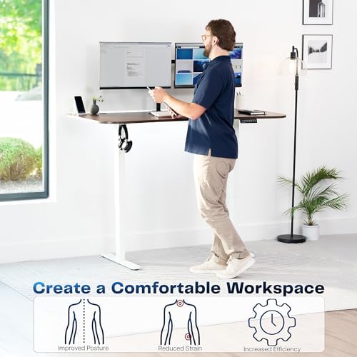 VIVO Dark Walnut 63 x 32 in Standing Desk, DESK-KIT-1W1D - Image 4