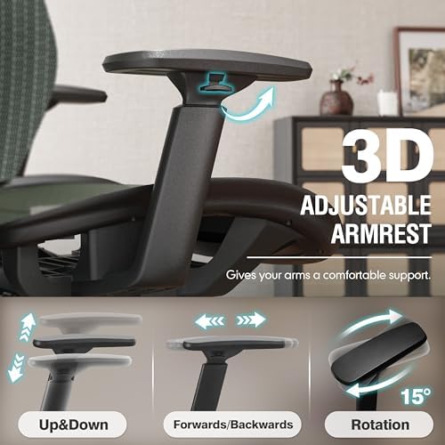 ELABEST Ergonomic Mesh Office Chair,Comfy Computer Desk Chair- BIFMA 5.1 Certified Commercial Swivel Task Chair for Home Office-Adjustable Lumbar Support & Armrests,Tilt Function,Wide Seat(Dusty Sage) - Image 5