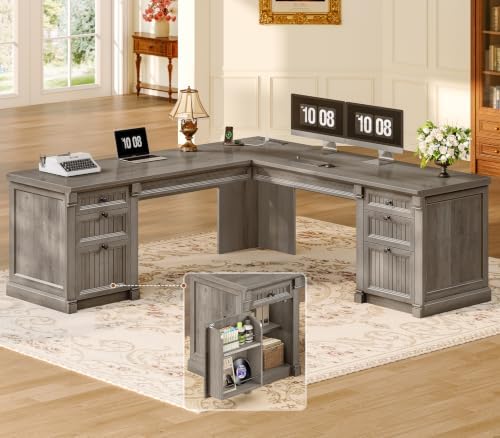 SEDETA L Shaped Office Desk with 4 Drawers Storage, 67"x67" Executive Desk by SEDETA