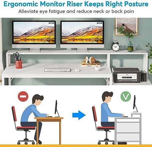 Tribesigns 63 Inch Computer Desk with File Drawer Cabinet, Ergonomic Desk - Image 6