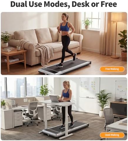 NEWBULIG Under Desk Walking Pad Treadmill, Portable Compact Electric Treadmill with Remote Control, Quiet Fitness Equipment & LED Display for Home & Office, Black&Sliver - Image 6