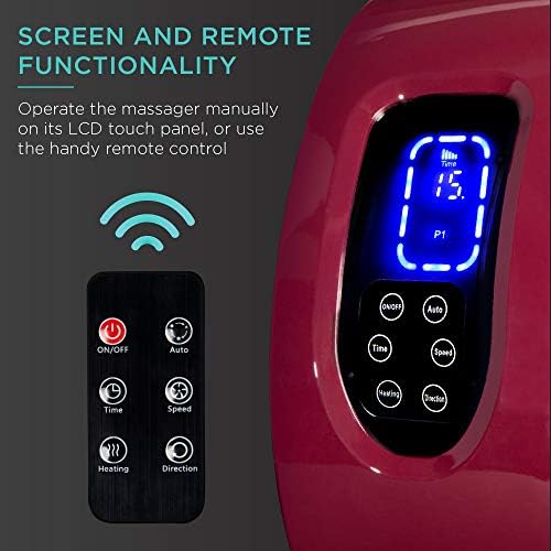 Best Choice Products Shiatsu Foot Massager with Heat for Plantar Fasciitis & Neuropathy, Kneading Foot & Calf Massager with Remote, 360° Adjustable Handle, Rolling & Compression Massage - Red - Image 4