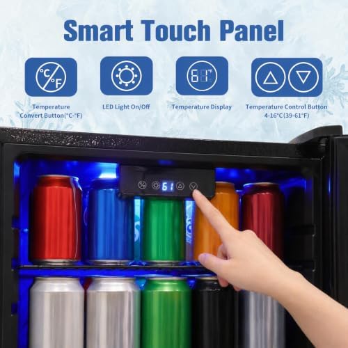 3.2 Cu.ft Beverage Refrigerator, 130 Can Wine Soda Beer Fridge with Glass Door and Digital Temperature Control, Undercounter Drink Cooler for Office Home Bedroom Dorm Bar - Image 2