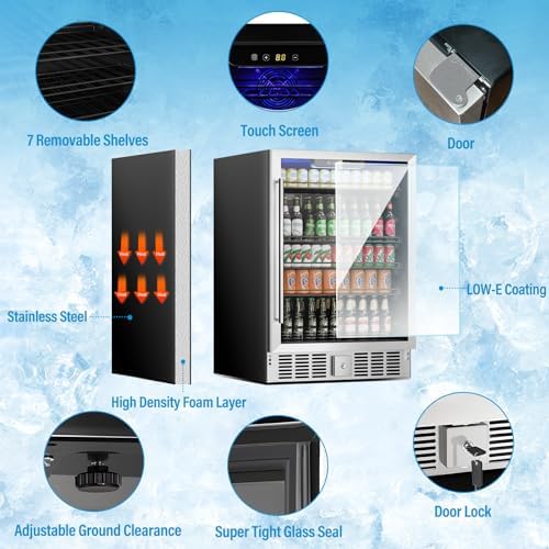Erivess 24" Large Fridge, 5.3 Cu Ft/166 Cans Wine and Beverage Refrigerator - Image 2