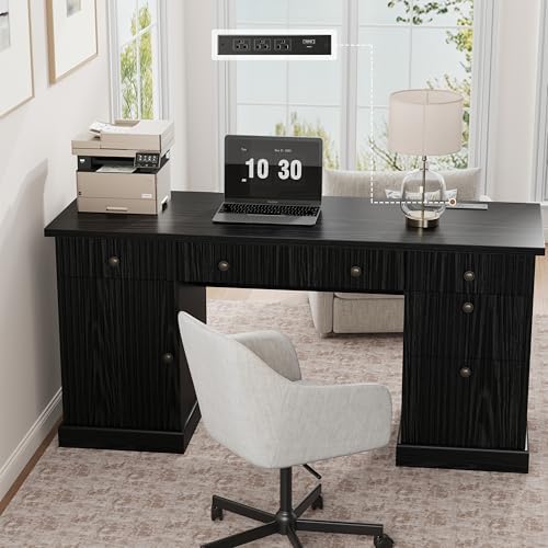 Garvee 60" Office Desk with Storage & Drawers for Home Office, Black by Garvee