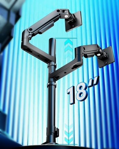 ARES WING Stacked Dual Vertical Monitor Arm with USB A/C for 17 to 49 Inch - Image 4