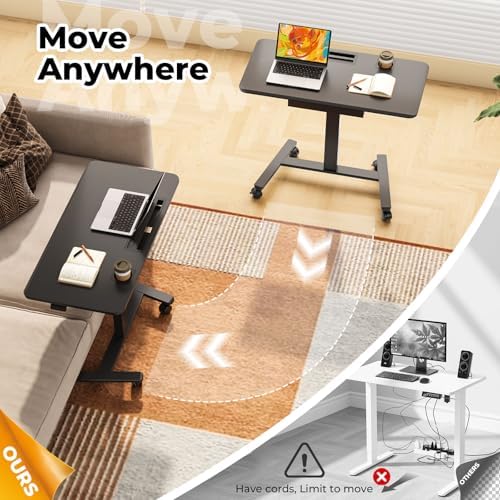 40"×20" Mobile Desk with Drawer, Rolling Desk with Storage - Image 3