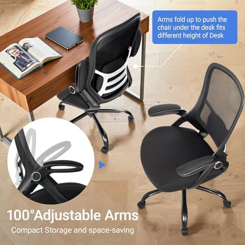 HYLONE 400lbs Heavy Duty Office Chair, 5" Thickened Seat Ergonomic Desk Chair with Adjustable Armrests, Home Office Computer Chairs for Long Hours Mesh Executive Chair(Black) - Image 4