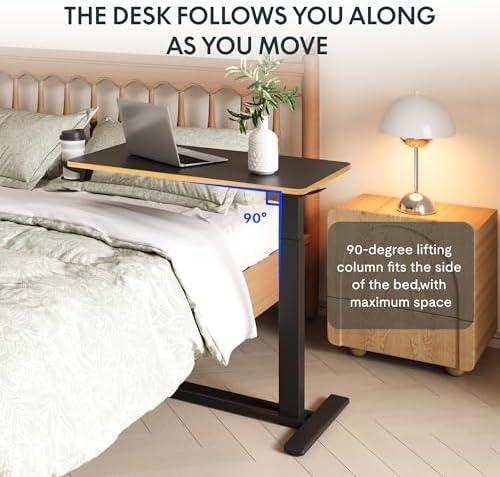 FLEXISPOT H7 32" Pneumatic Height-Adjustable Overbed Table with Wheels - Image 4