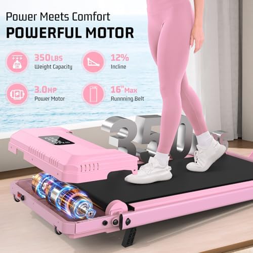 FUNMILY Upgrade Walking Pad Folding Treadmill with 12%/15% Incline & Handle Bar, 3.5HP Foldable Under Desk Compact Treadmills for Home/Office/Gym, 400+lb Capacity, Shock Absorption - Image 6