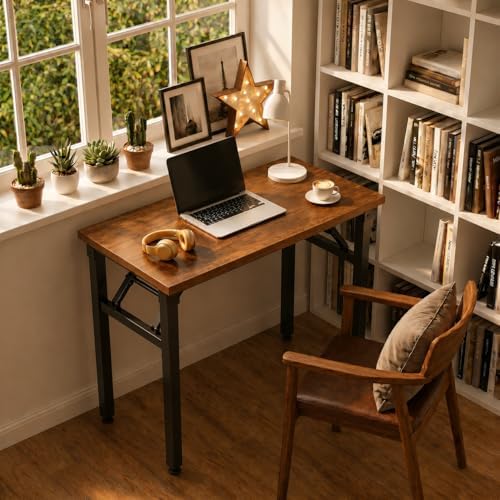 Folding Desk Foldable Desk - Folding Table for Small Spaces, Portable Compact Laptop Workstation for Computer Tasks, Study, Craft, Sewing, Home Office, Bedroom, Dorm and Narrow Space Storage - Image 2
