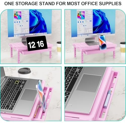 WALI Computer Monitor Stand with Storage, Monitor Riser 3 Height Adjustable - Image 3