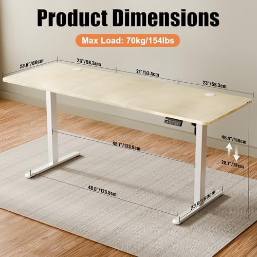 ERGOMAKER 67"x24" Standing Desk, Height Adjustable Sit-Stand Office, Oak - Image 3