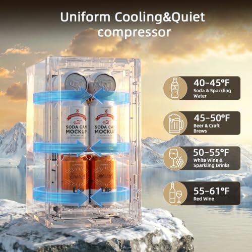 Antarctic Star 10L Mini Fridge, Beverage Refrigerator Small Drink Fridge for Bedroom, beverage cooler with Digital Temp Adjustment 40-61°F, Ideal for Bedroom, Dormitory, Office, Bar and Kitchen - Image 2