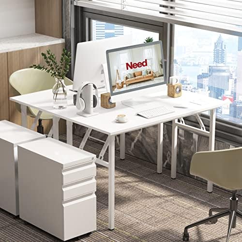 Need Office Computer Desk 47.2x23.6 in Sturdy Folding Laptop Table White - Image 5