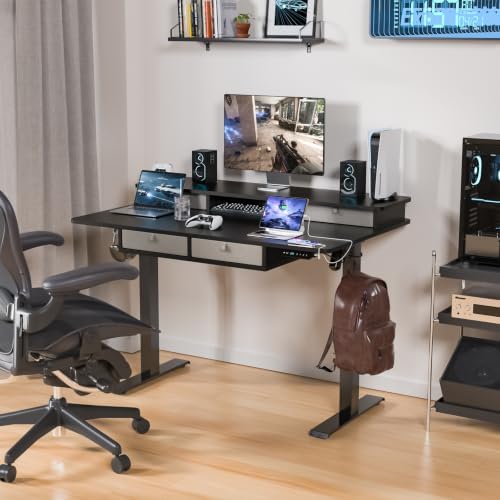 48 x 30 Inch Electric Standing Desk with 4 Drawers, Classic Black - Image 2