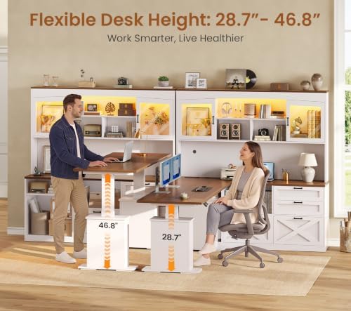 SEDETA 69" L Shaped Standing Desk with 4 Drawers, Detachable Bookshelf - Image 3