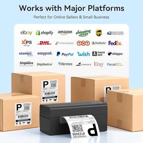 Bluetooth Thermal Shipping Label Printer, Wireless 4x6 Shipping Label Printer, Compatible with Android, iPhone, Mac & Windows, Widely Used for, Amazon, Shopify, Etsy, USPS(Black) - Image 6