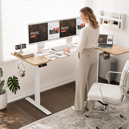Acrolix L Shaped Electric Standing Desk,59x40 Reversible,Oak - Image 2