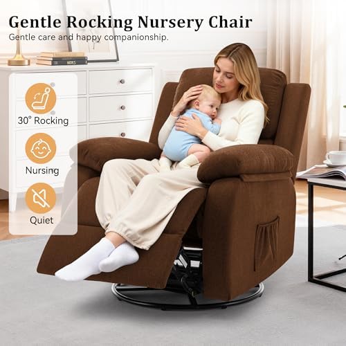 Korser Recliner Chair, 360 Swivel Rocker Chair for Adults, Small Rocking Recliner for Small Spaces, Upholstered Fabric Glider Recliner Nursery - Image 5